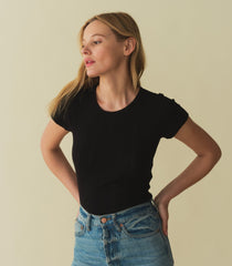 HMD -- VIVI TEE -- BLACK QUELLE JOLIE POINTELLE