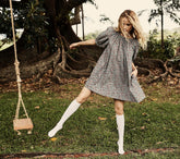 HMD -- CHESTNUT DRESS -- WHITE PETIT JARDIN PRINT