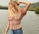 HMD -- ADIE TOP -- CORAL POPPY BELL FLORAL