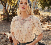 HMD -- AMNA TOP -- CREAM CARNATION EMBROIDERY
