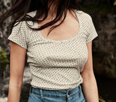 HMD -- BRIGITTE TEE -- BLUE ROSEBUD PRINT