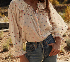 HMD -- ETHEL TOP -- CREAM CARNATION EMBROIDERY