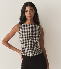 HMD -- HAYDEN TOP -- BLACK MARILYN GINGHAM