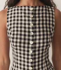 HMD -- HAYDEN TOP -- BLACK MARILYN GINGHAM