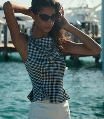 HMD -- LIRIEL TOP -- NAVY VALENCIA GINGHAM