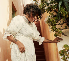 HMD -- MARINA DRESS -- WHITE W/ MULTI EMBROIDERY