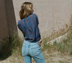 HMD -- ROSELLE TOP -- AZURE FRENCH PLAID