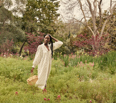 HMD -- STANTON DRESS -- RED DAHLIA BLOCK PRINT