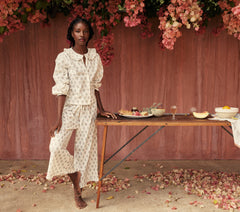 HMD -- TANGERINE TOP -- RED DAHLIA BLOCK PRINT