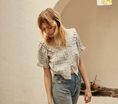 HMD -- SPARROW TOP -- BLUE MEADOWLARK PLAID