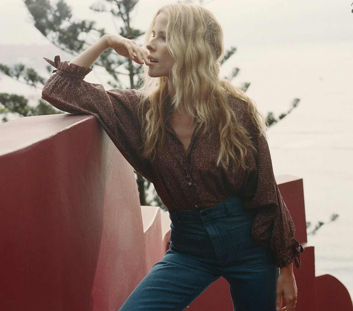 HMD -- ROSE TOP -- RUST DITZY FLORAL