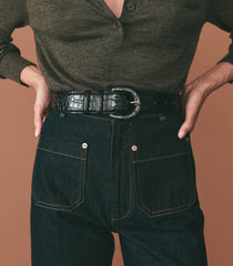HMD -- LUDAVINE BELT -- BLACK FAUX CROC