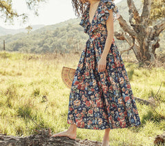 HMD -- PECOS DRESS -- INDIGO IRIS FLORAL