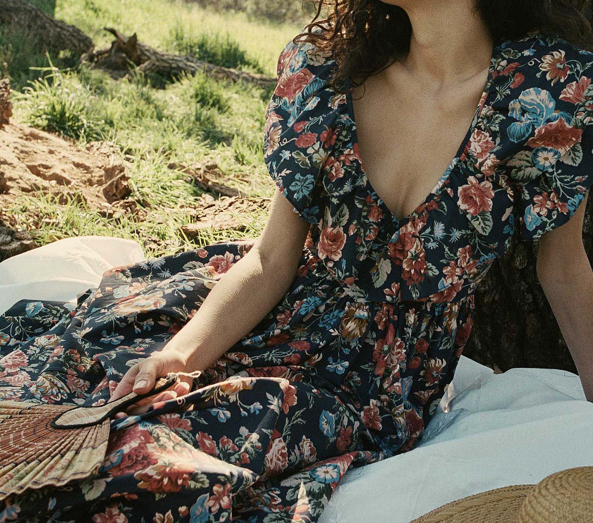 HMD -- PECOS DRESS -- INDIGO IRIS FLORAL