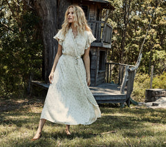 HMD -- CYPRESS DRESS -- WHITE & YELLOW O'HARA PRINT