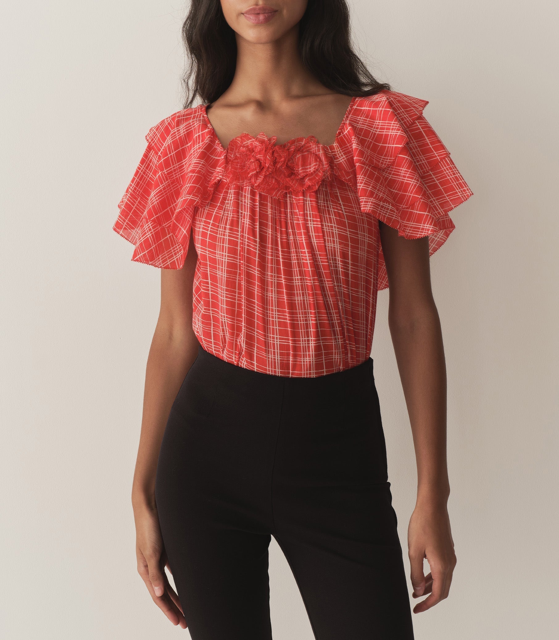 HMD -- ANALICIA TOP -- SYLVIE PLAID