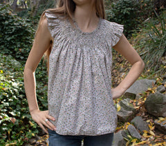 HMD -- APRIL TOP -- GREEN SUMMER NECTAR PRINT