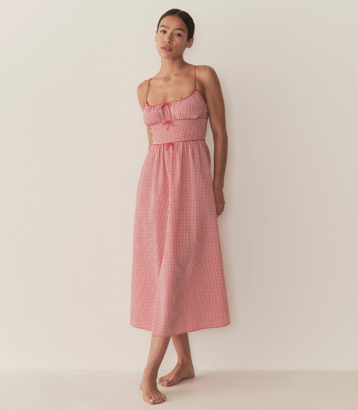 HMD -- BELLINE DRESS -- ROUGE LA MADDALENA GINGHAM