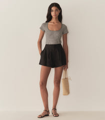 HMD -- BRIGITTE TEE -- NOIR LA MADDALENA GINGHAM