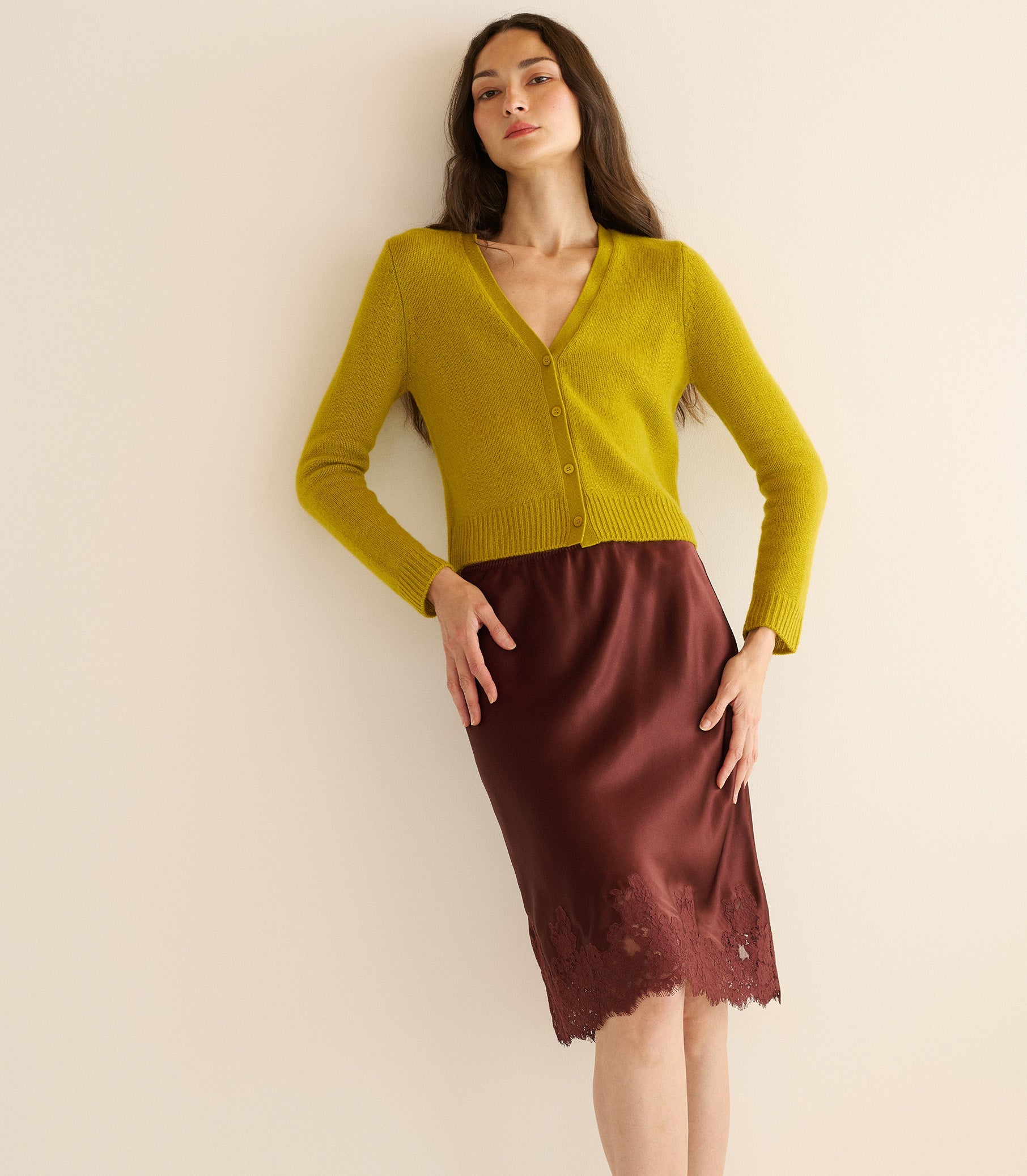 CAMERON CASHMERE CARDIGAN -- ANTIQUE MOSS