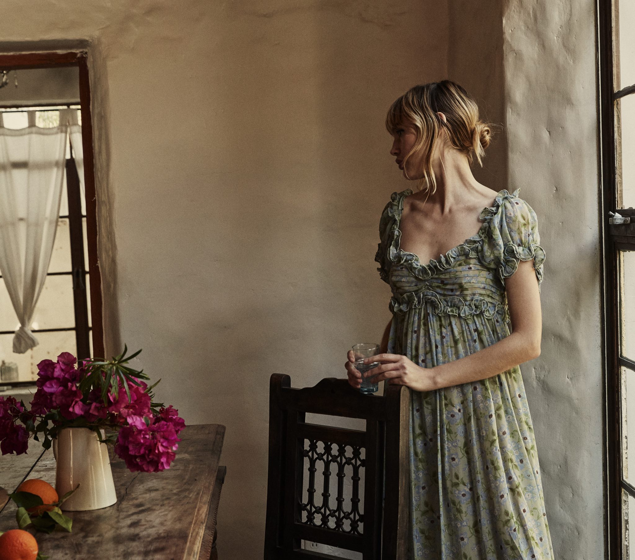 HMD -- DREW DRESS -- GREEN STRAWBERRY MOON FLORAL
