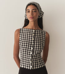HMD -- HAYDEN TOP -- BLACK MARILYN GINGHAM