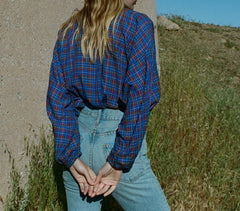 HMD -- THE JANE BLOUSE -- AZURE FRENCH PLAID