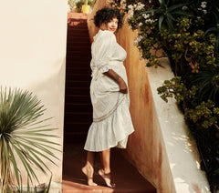 HMD -- MARINA DRESS -- WHITE W/ MULTI EMBROIDERY