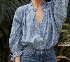 HMD -- ROSE TOP -- BLUE GARDEN BLOOM