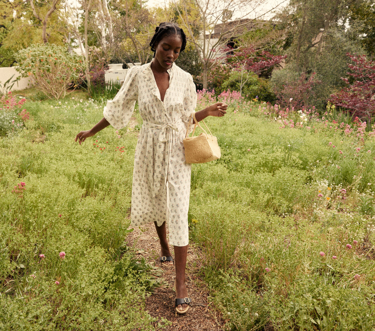HMD -- STANTON DRESS -- RED DAHLIA BLOCK PRINT
