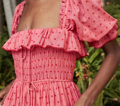 HMD -- SOL DRESS -- TEA ROSE SWISS DOT